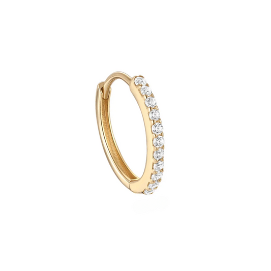 14K Solid Gold · Eternity Huggie Hoop