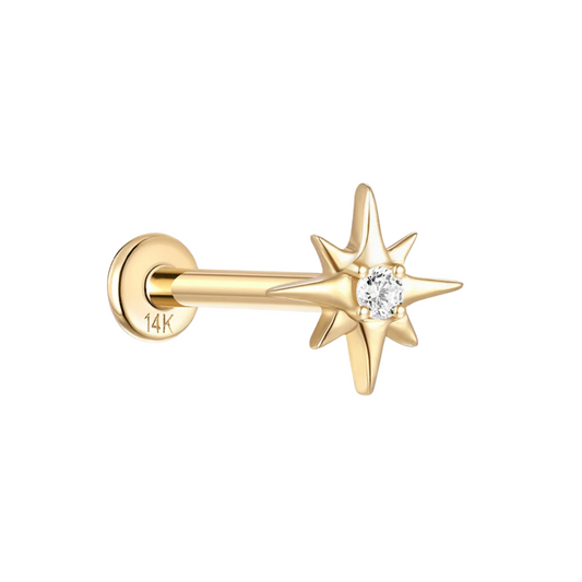 14K Solid Gold · North Star Stud