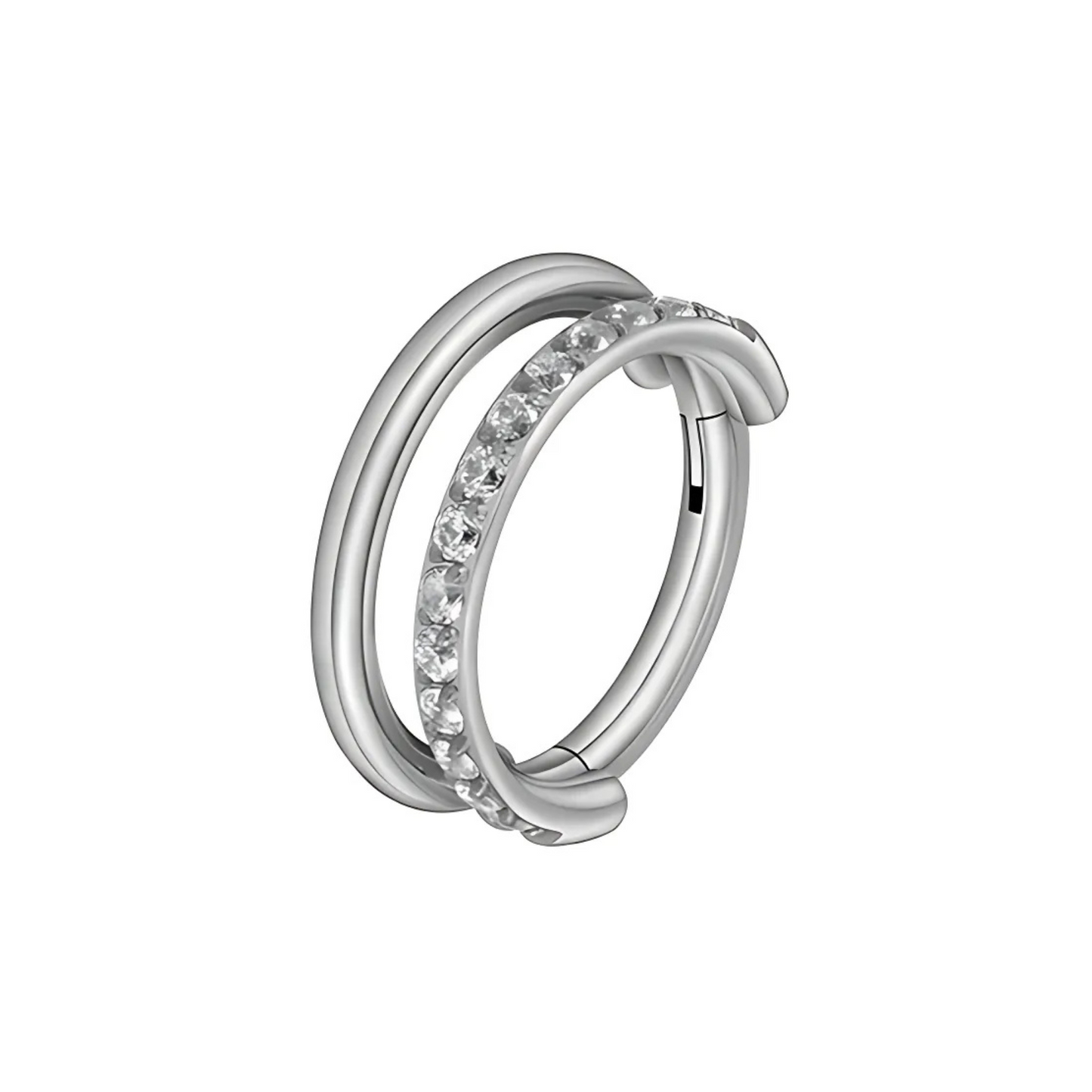 Double Ring Half Eternity Hoop