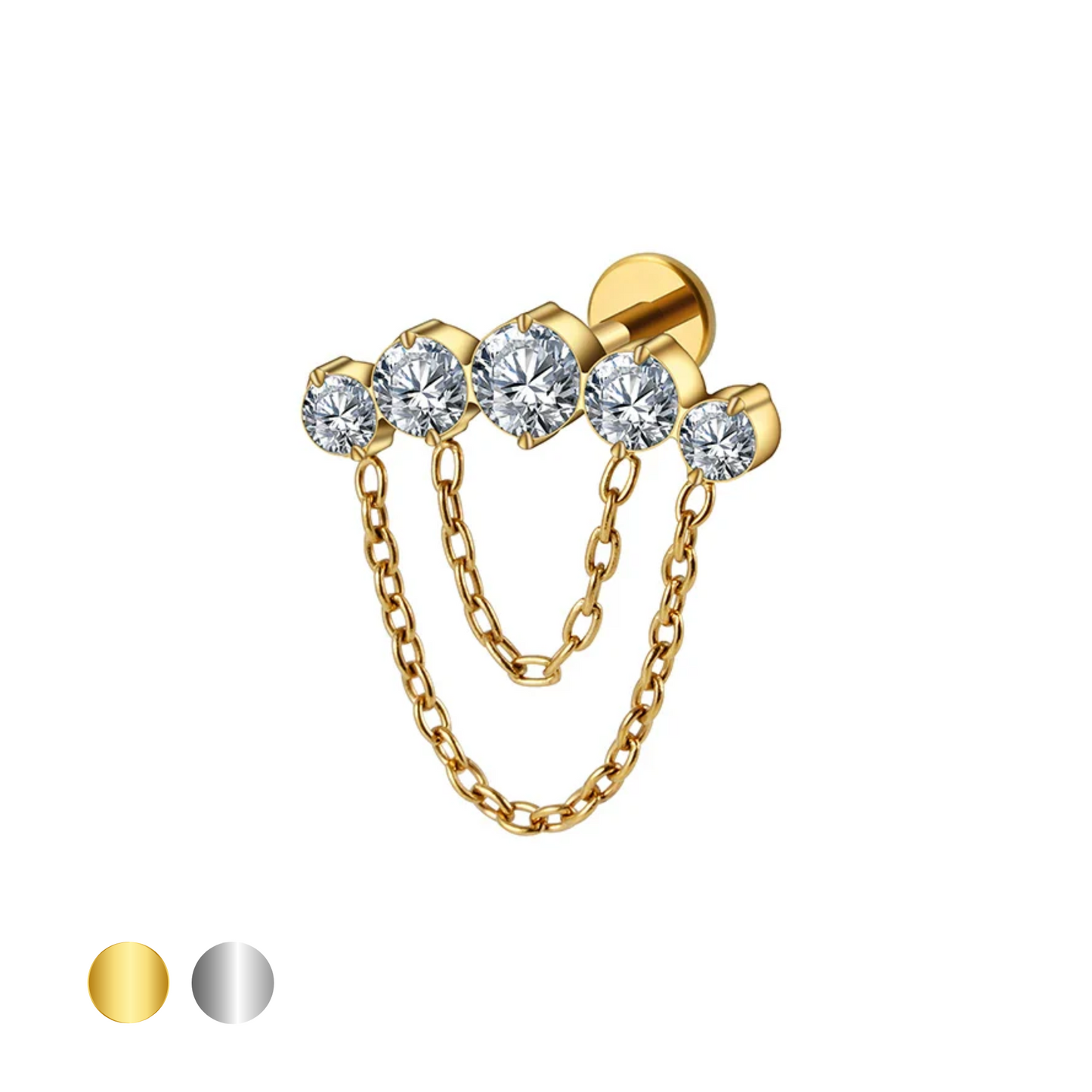 Cluster Double Chain Drape Stud