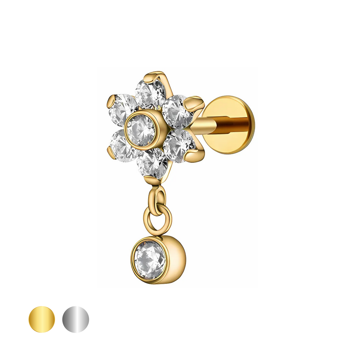 Flower Drop Dangle Stud