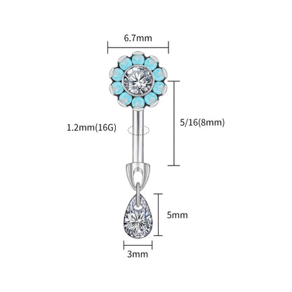 Opalite Flower With Waterdrop Barbell