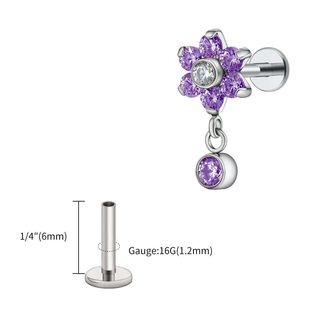 Flower Drop Dangle Stud