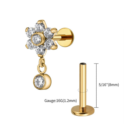 Flower Drop Dangle Stud