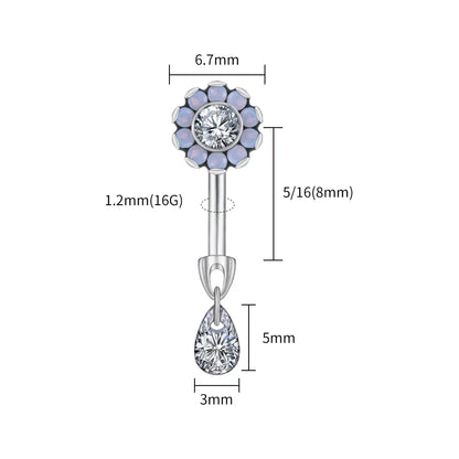 Opalite Flower With Waterdrop Barbell