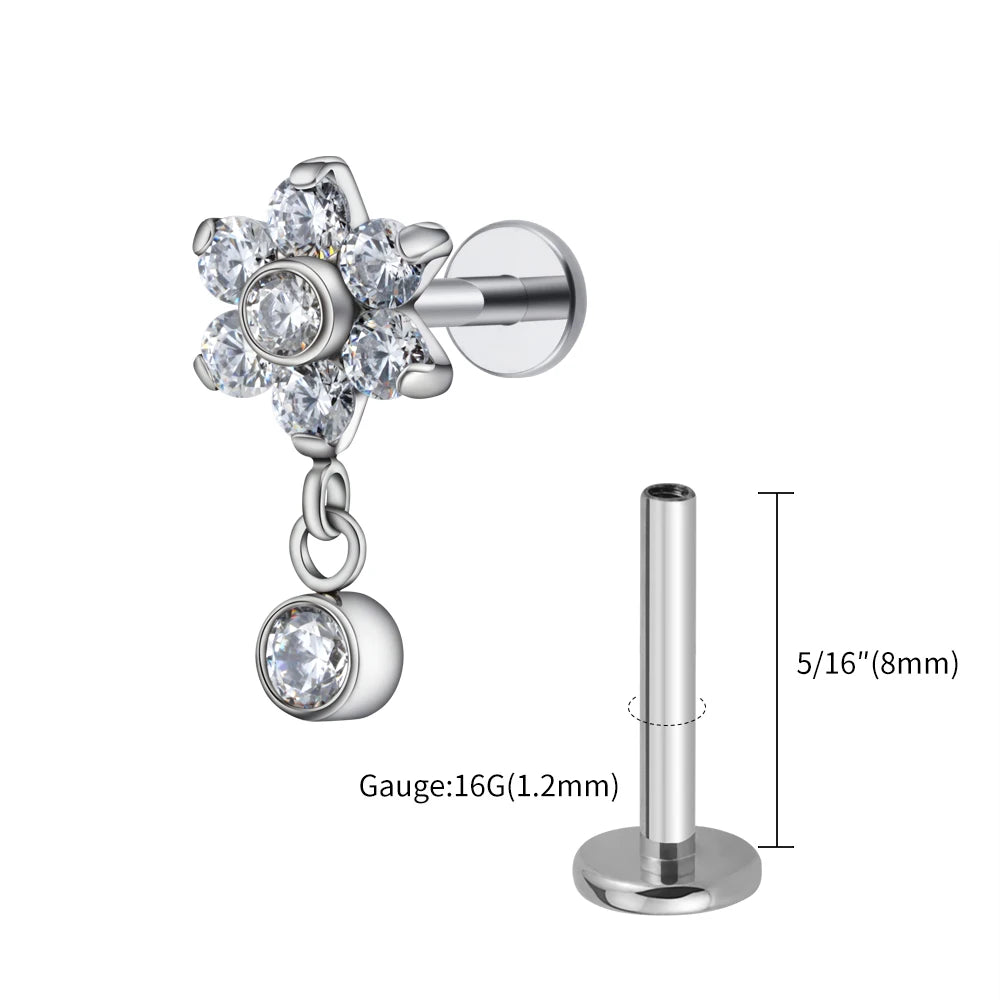 Flower Drop Dangle Stud