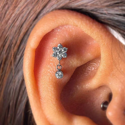 Flower Drop Dangle Stud