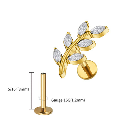Hex Marquise Leaves Stud