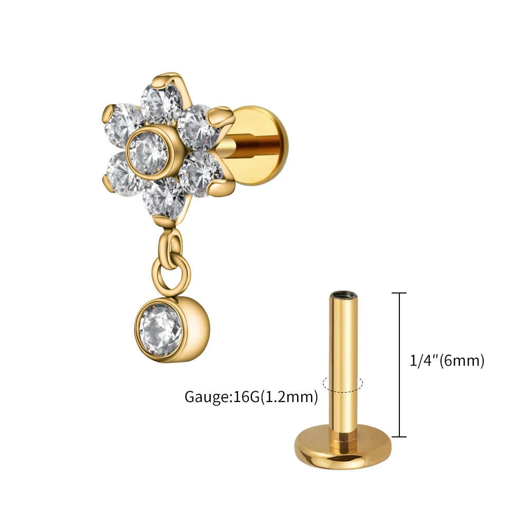 Flower Drop Dangle Stud