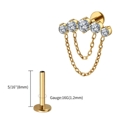 Cluster Double Chain Drape Stud