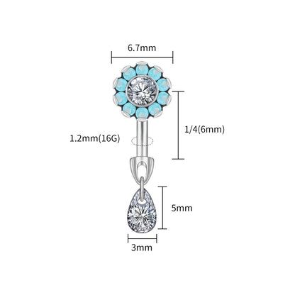 Opalite Flower With Waterdrop Barbell