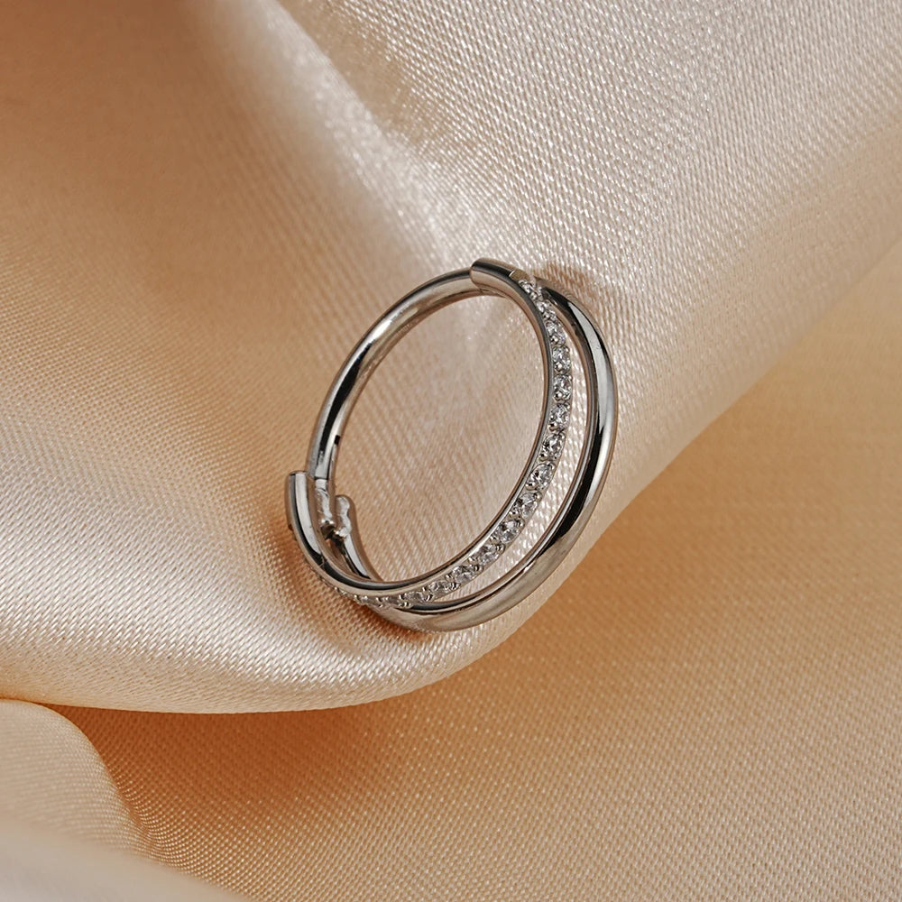 Double Ring Half Eternity Hoop