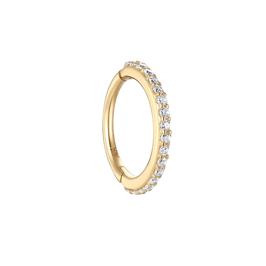 14K Solid Gold · Eternity Pave Hoop