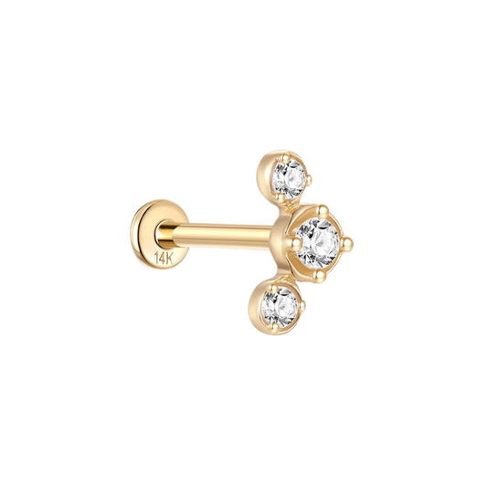 14K Solid Gold · Trio Cartilage Stud